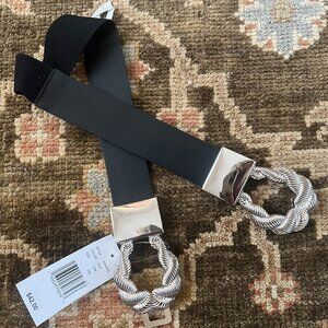 NEW Designer Stretch Belt Black and Siilver Size S/M